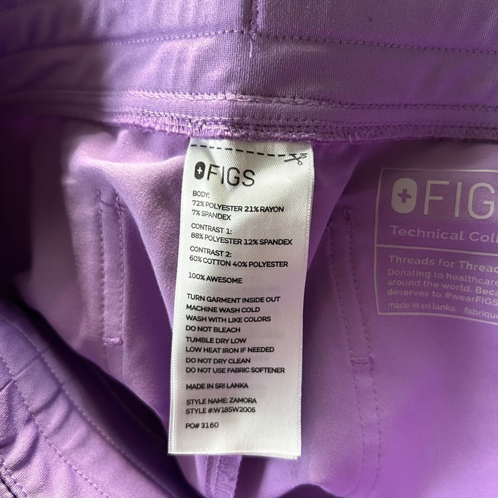 Figs Women's Catarina Top Zamora Jogger Scrub 2 Pc Set Size M Lilac Dawn - Picture 7 of 12